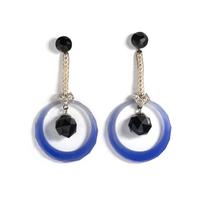 ART DECO, CHALCEDONY, ONYX, DIAMOND AND SEED PEARL EARRINGS