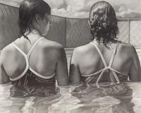Bill Vuksanovich, (Yugoslavian, b. 1938), Two Girls in Swimming Pool, 1982