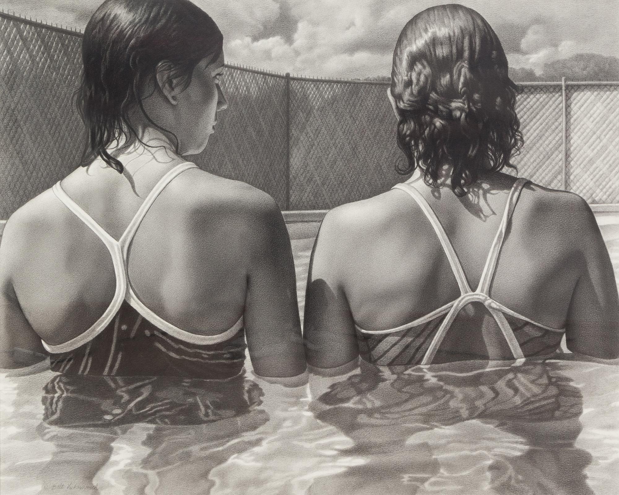 Bill Vuksanovich, (Yugoslavian, b. 1938), Two Girls in Swimming Pool, 1982