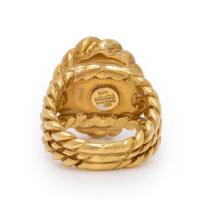 Sabbadini, Carved Rock Crystal and Yellow Gold Ring and Earrings