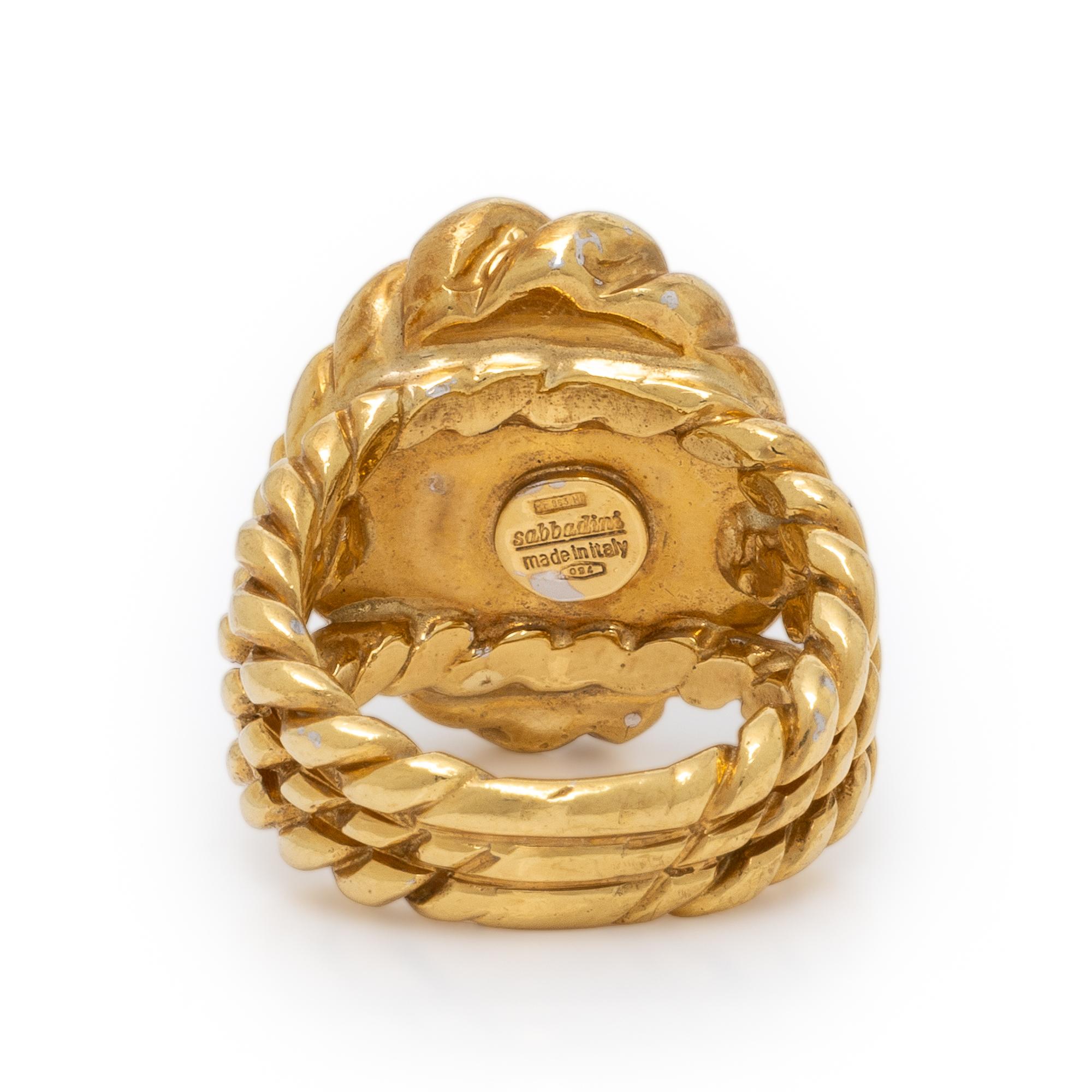 Sabbadini, Carved Rock Crystal and Yellow Gold Ring and Earrings
