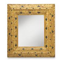 A Continental Giltwood and Parcel-Ebonized Frame, Mounted as a Mirror