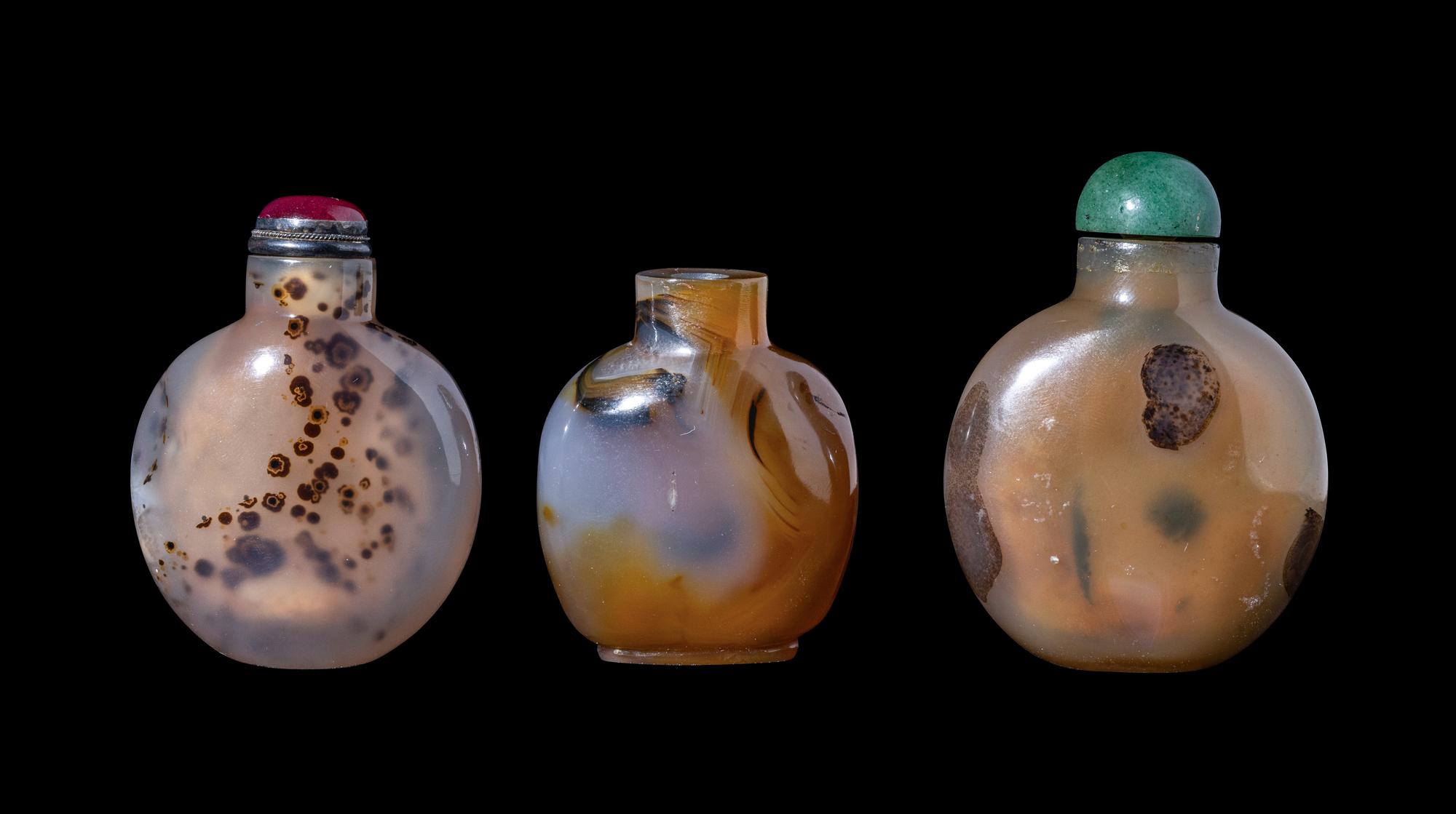 Three Chinese Shadow Agate Snuff Bottles