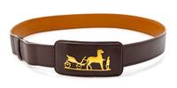 An Hermès Vintage Brown Leather Belt, 37" L (longest) x 1.25" W.