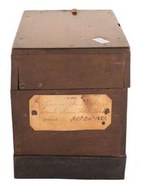 [SCIENCE & TECHNOLOGY]. James A. Rigby patent model for a "Combined Trunk, Desk, Table &c." with original tags, 1882.