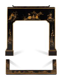 A Georgian Style Black Japanned Fireplace Mantel