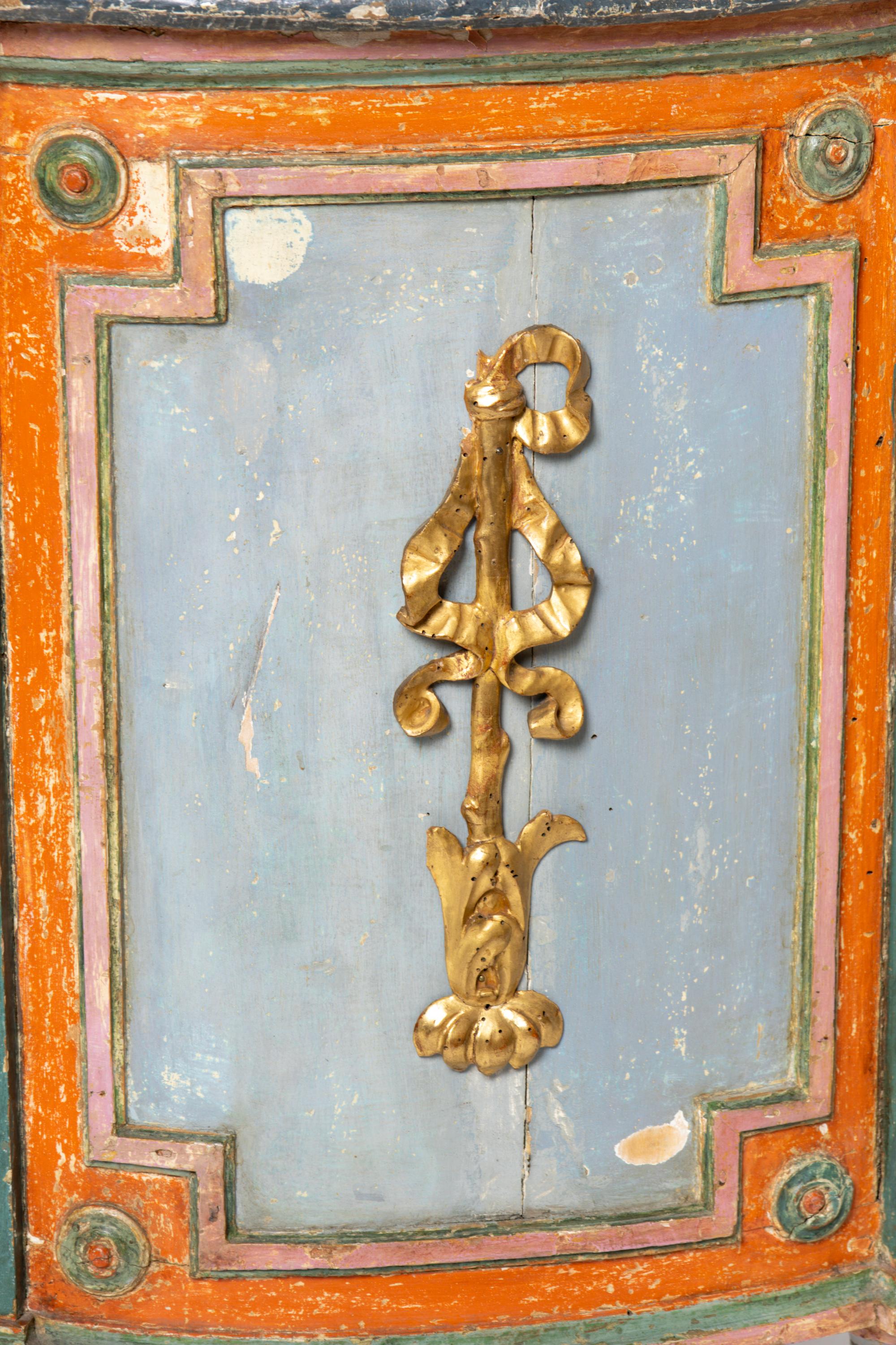 A North Italian Polychrome Painted Demilune Commode