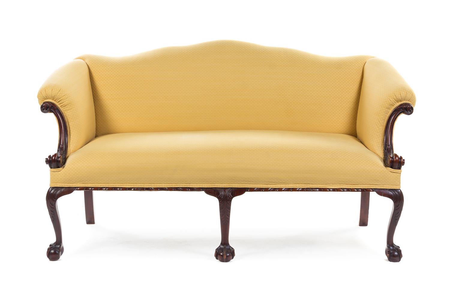 A George III Style Mahogany Sofa Height 36 x width 65 x depth 28 inches. — 19TH CENTURY