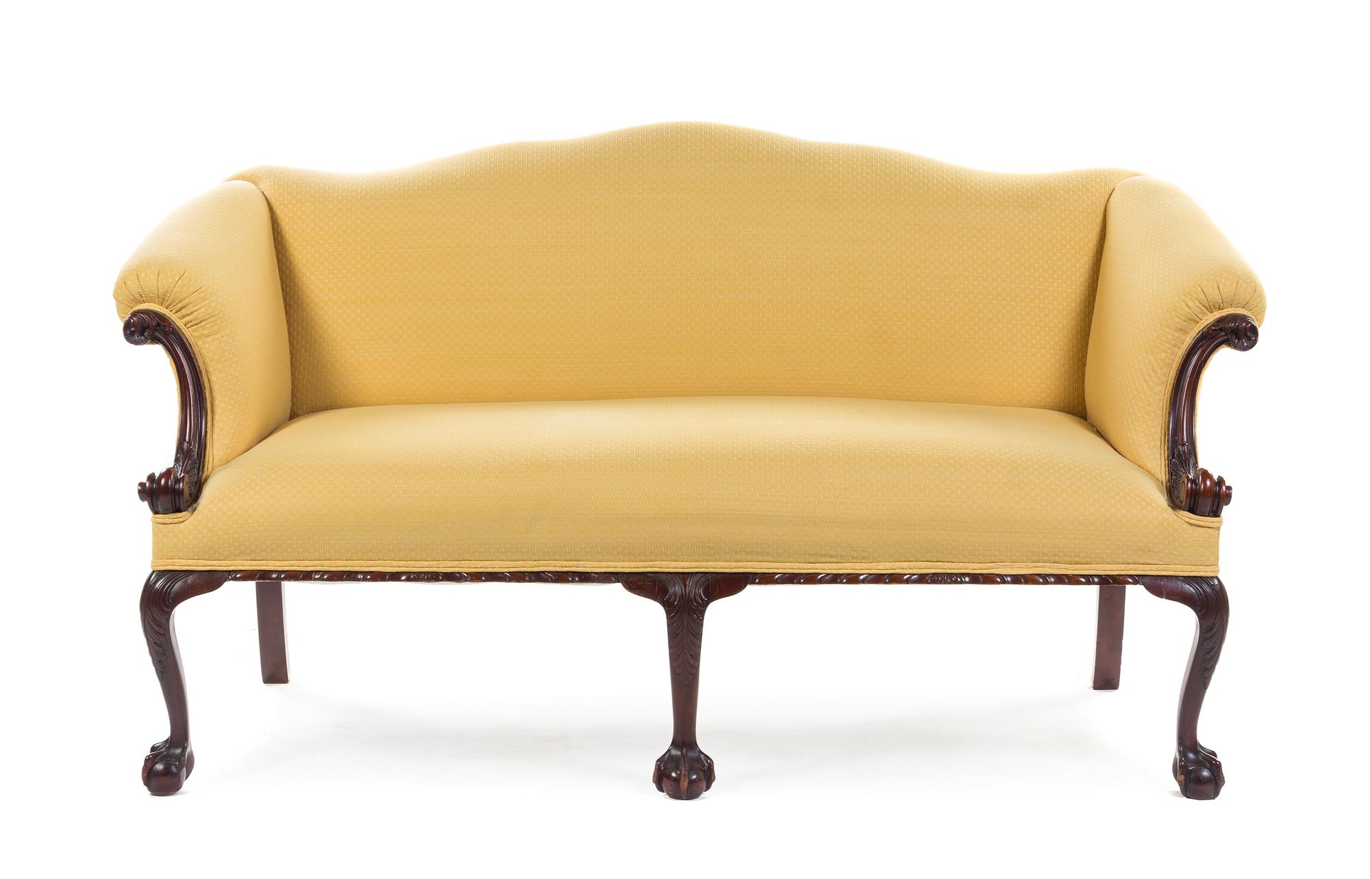 A George III Style Mahogany Sofa Height 36 x width 65 x depth 28 inches. — 19TH CENTURY