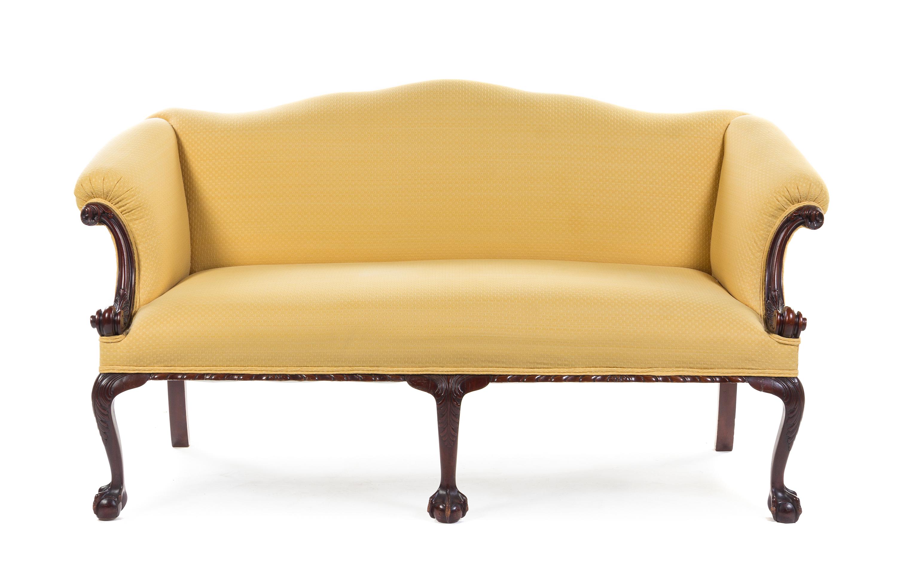 A George III Style Mahogany Sofa Height 36 x width 65 x depth 28 inches. — 19TH CENTURY