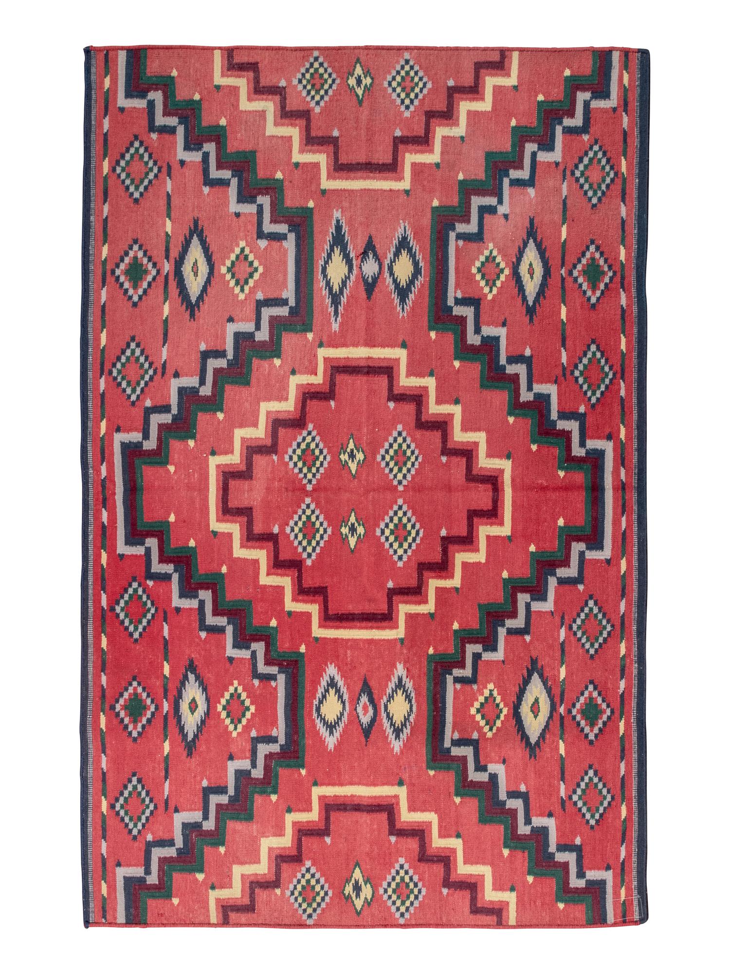 An Indian Wool Navajo Style Rug Retailed by Ralph Lauren