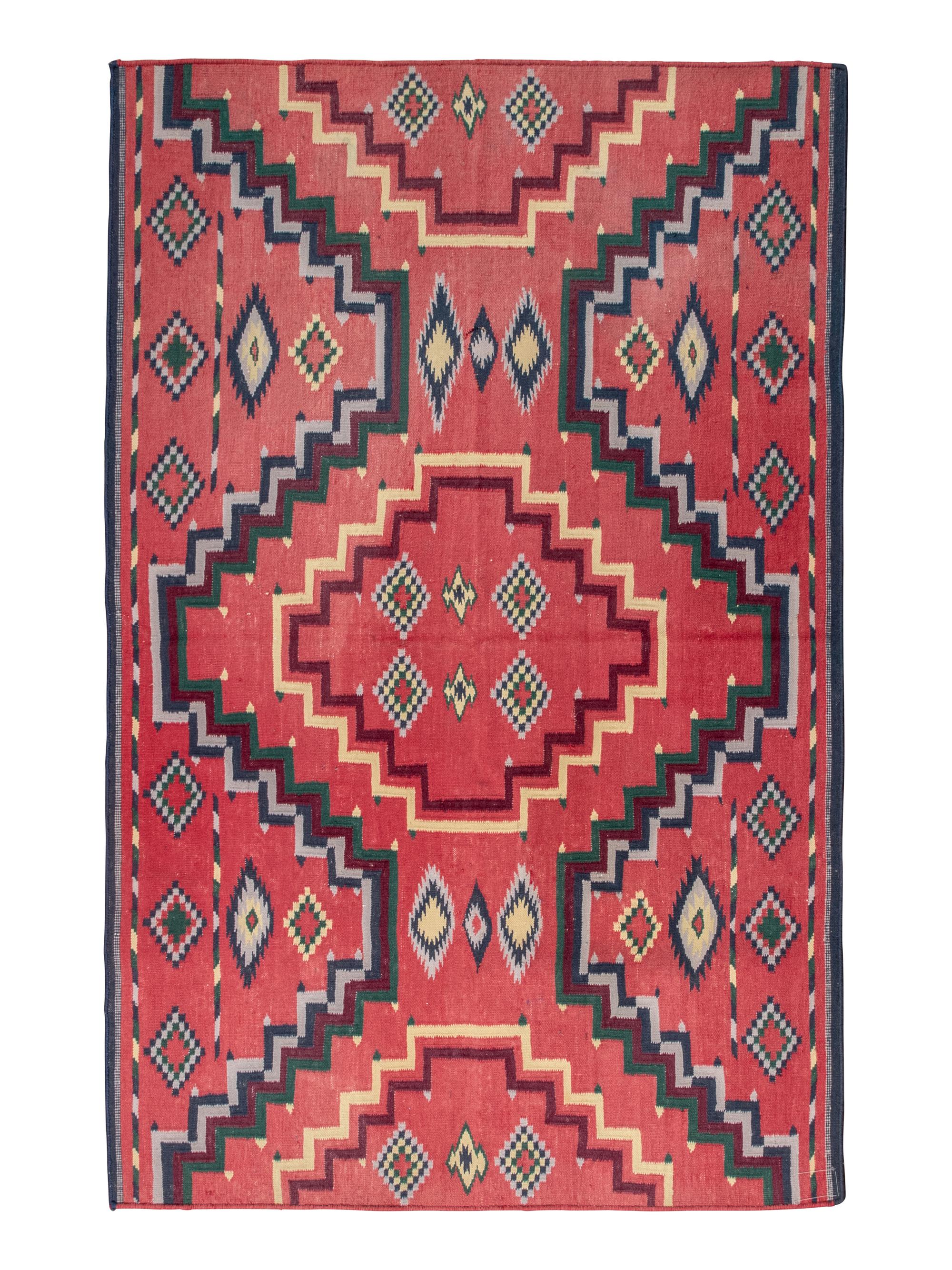 An Indian Wool Navajo Style Rug Retailed by Ralph Lauren