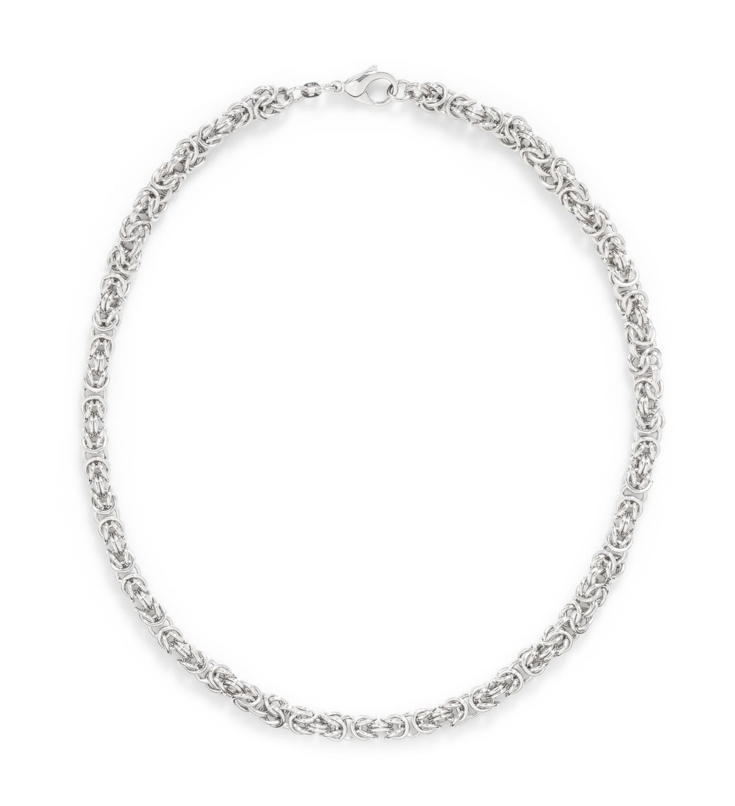 An 18 Karat White Gold Byzantine Chain Necklace, 45.40 dwts.