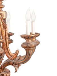 An Italian Baroque Style Giltwood Six-Light Chandelier