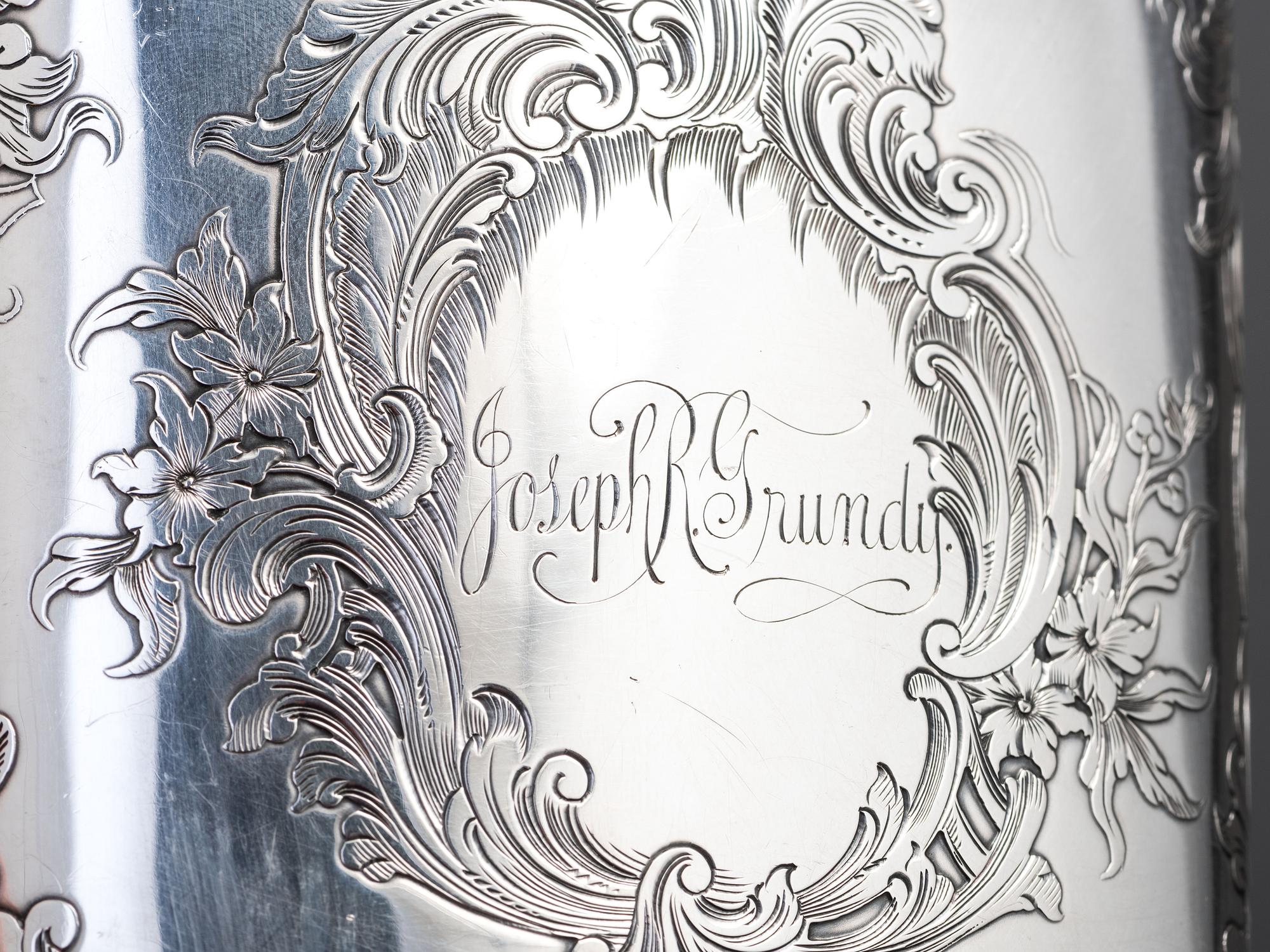 An American Silver Mounted Glass Flask