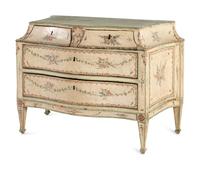 A North Italian Cream and Polychrome-Painted Commode