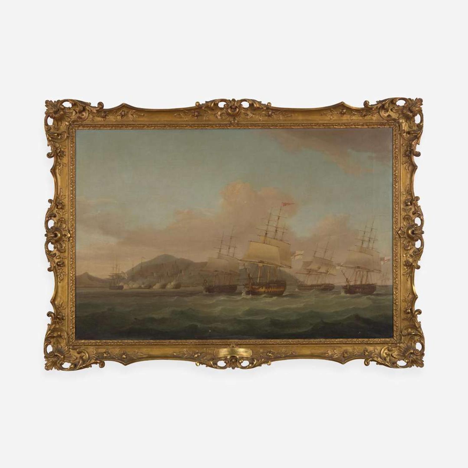 Thomas Whitcombe (British, 1763–1824) Capture of St. Paul, Isle of Reunion or Bourbon by a Naval squadron under Commodore Joshua Rowley and the Essex Regiment under Lt. Col Henry S. Keating, 21st September 1809