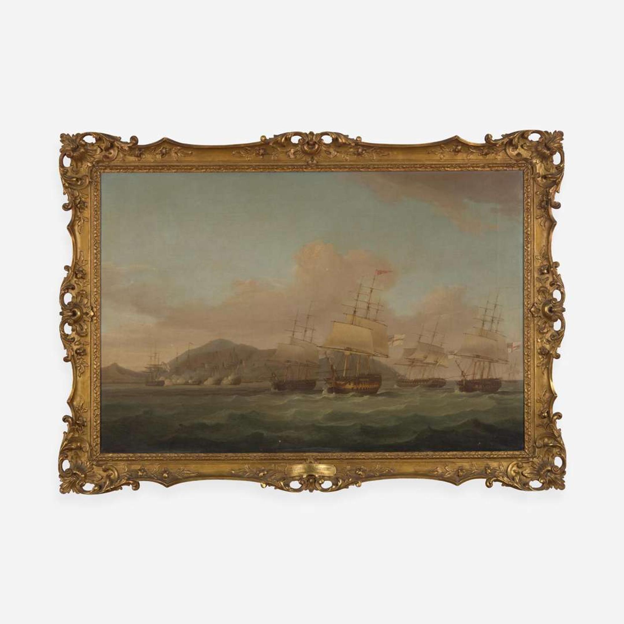 Thomas Whitcombe (British, 1763–1824) Capture of St. Paul, Isle of Reunion or Bourbon by a Naval squadron under Commodore Joshua Rowley and the Essex Regiment under Lt. Col Henry S. Keating, 21st September 1809