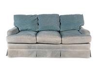 A Custom Velvet Upholstered Three-Cushion Sofa