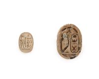 Two Egyptian Glazed Steatite Scarabs