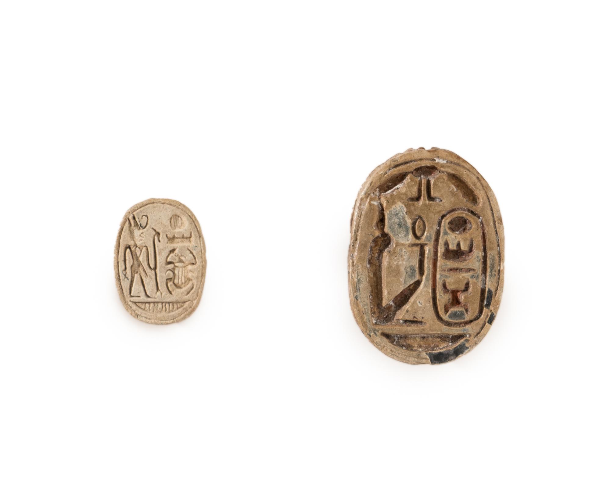 Two Egyptian Glazed Steatite Scarabs