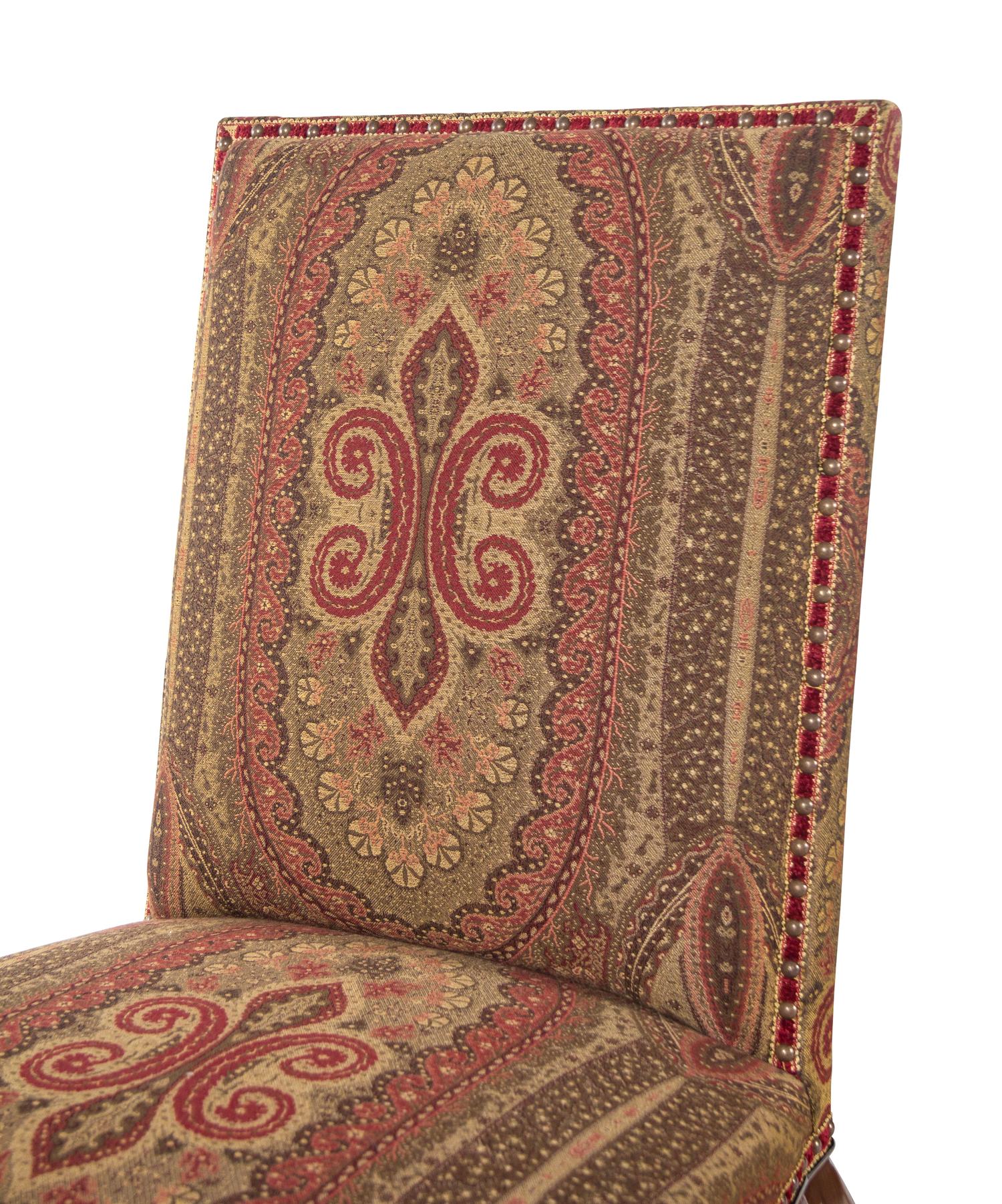 A Pair of English Mahogany Paisley-Upholstered Side Chairs