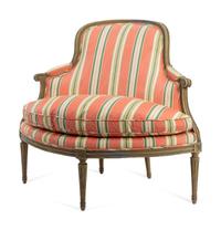 A Louis XVI Carved and Painted Corner Chair — 19TH CENTURY