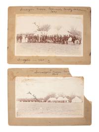 [WESTERN AMERICANA]. A pair of photographs showing a group of surveyors in Kiowa Comanche Country, Oklahoma. 1901.