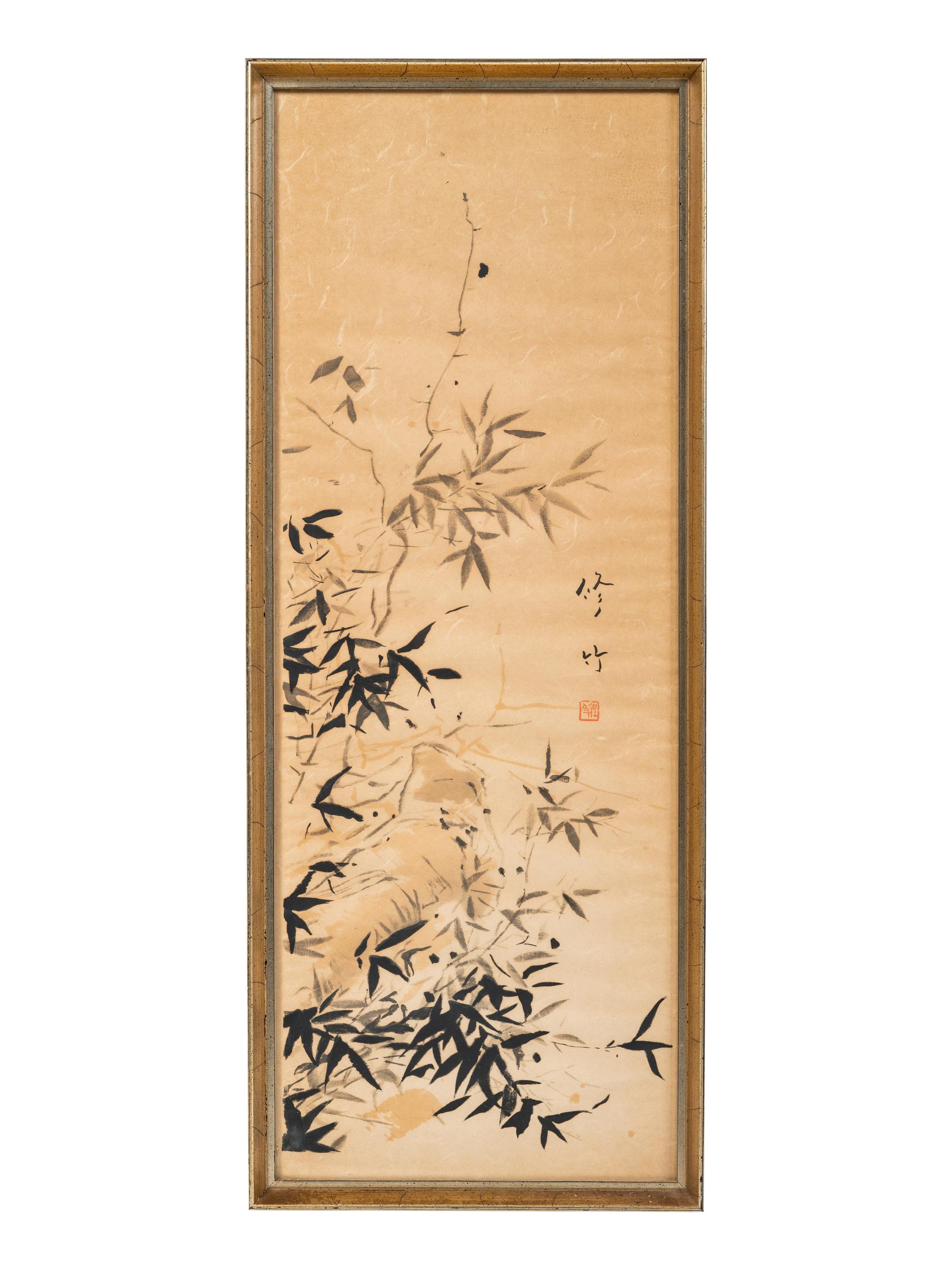 Two Chinese Ink and Color Paintings on Paper and One Print