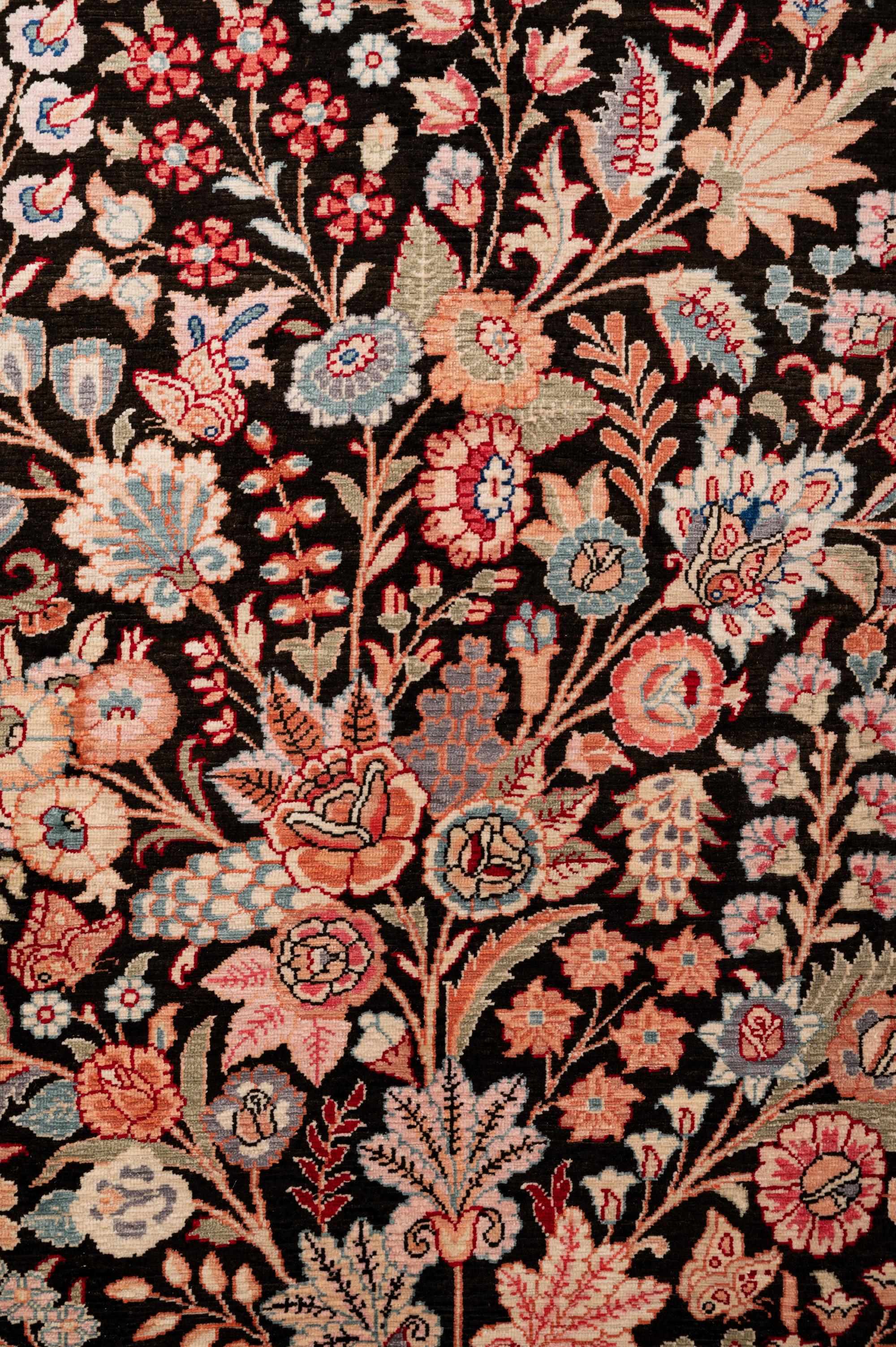 A Pair of Qum Silk and Wool Pictorial Rugs