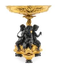 A Louis XVI Style Parcel-Gilt and Patinated Bronze Centerpiece — 20TH CENTURY