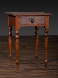 A Federal Cherrywood and Tiger Maple One Drawer Work Stand