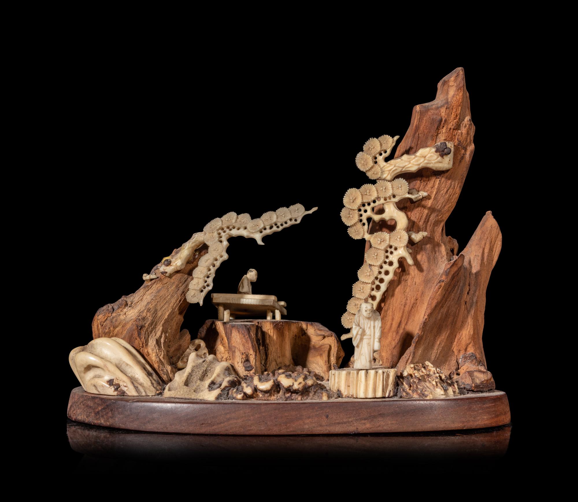 Three Asian Carved Wood Articles