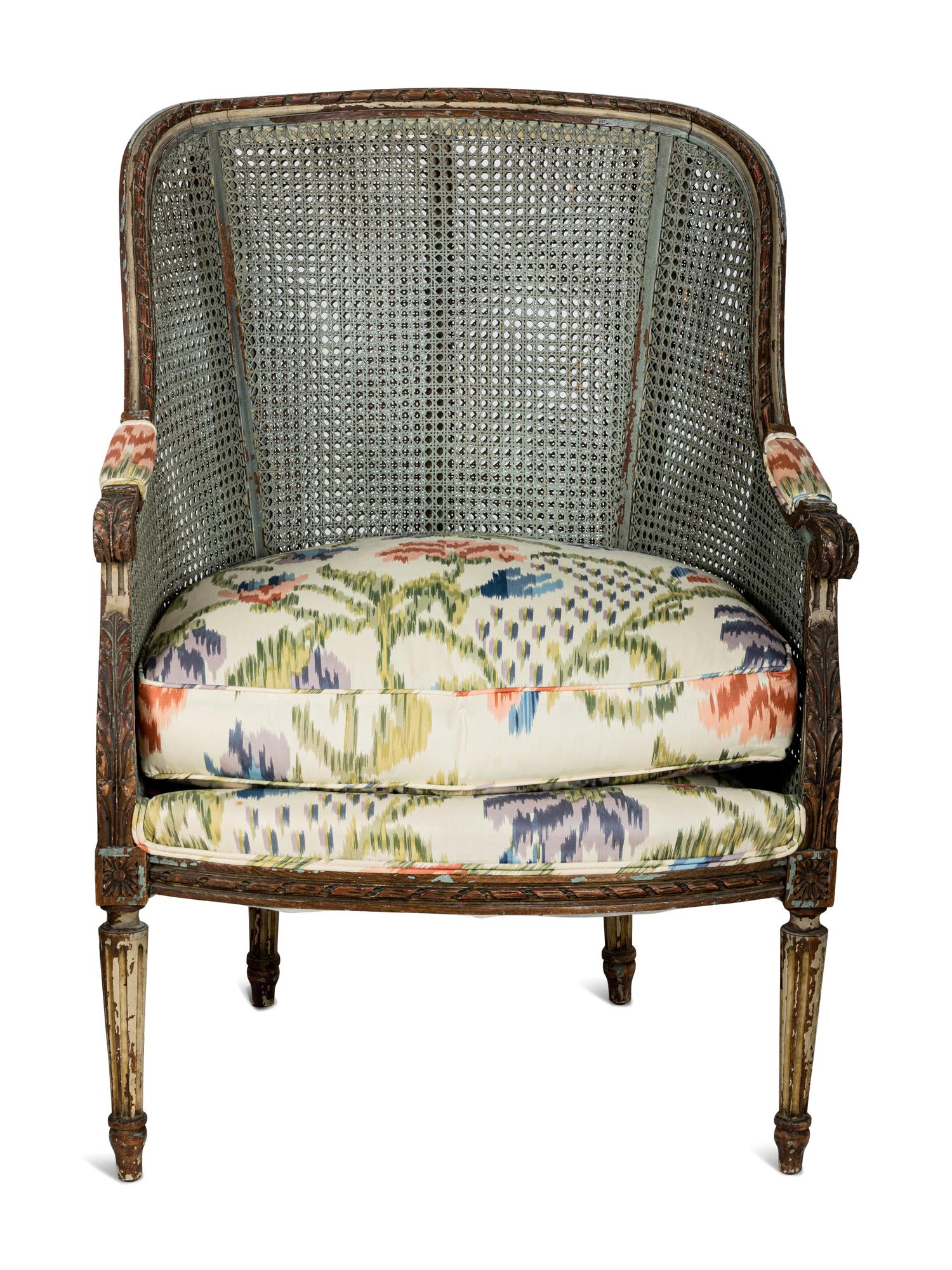 A Louis XVI Style Blue-Painted Duchesse Brisée