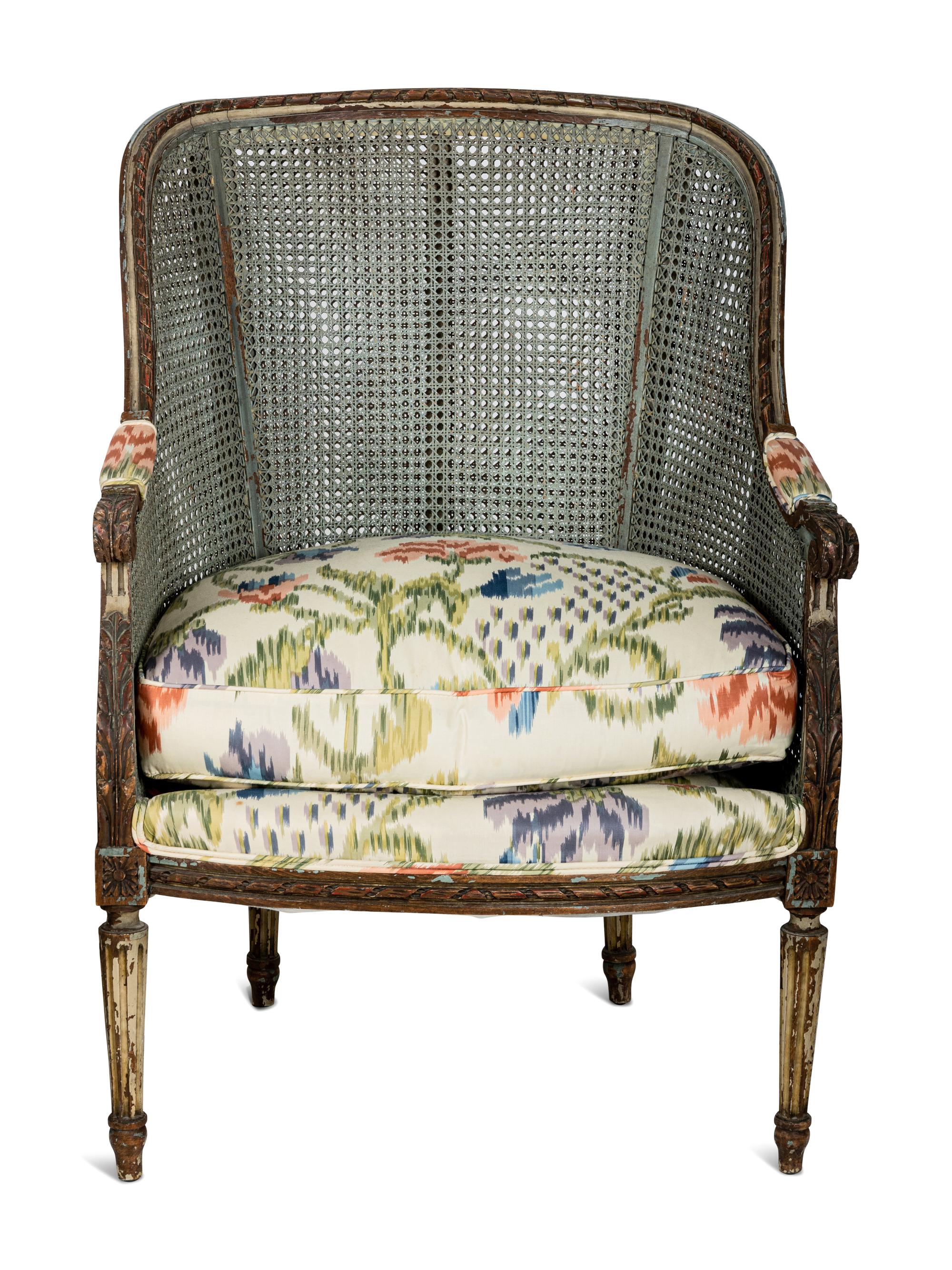A Louis XVI Style Blue-Painted Duchesse Brisée