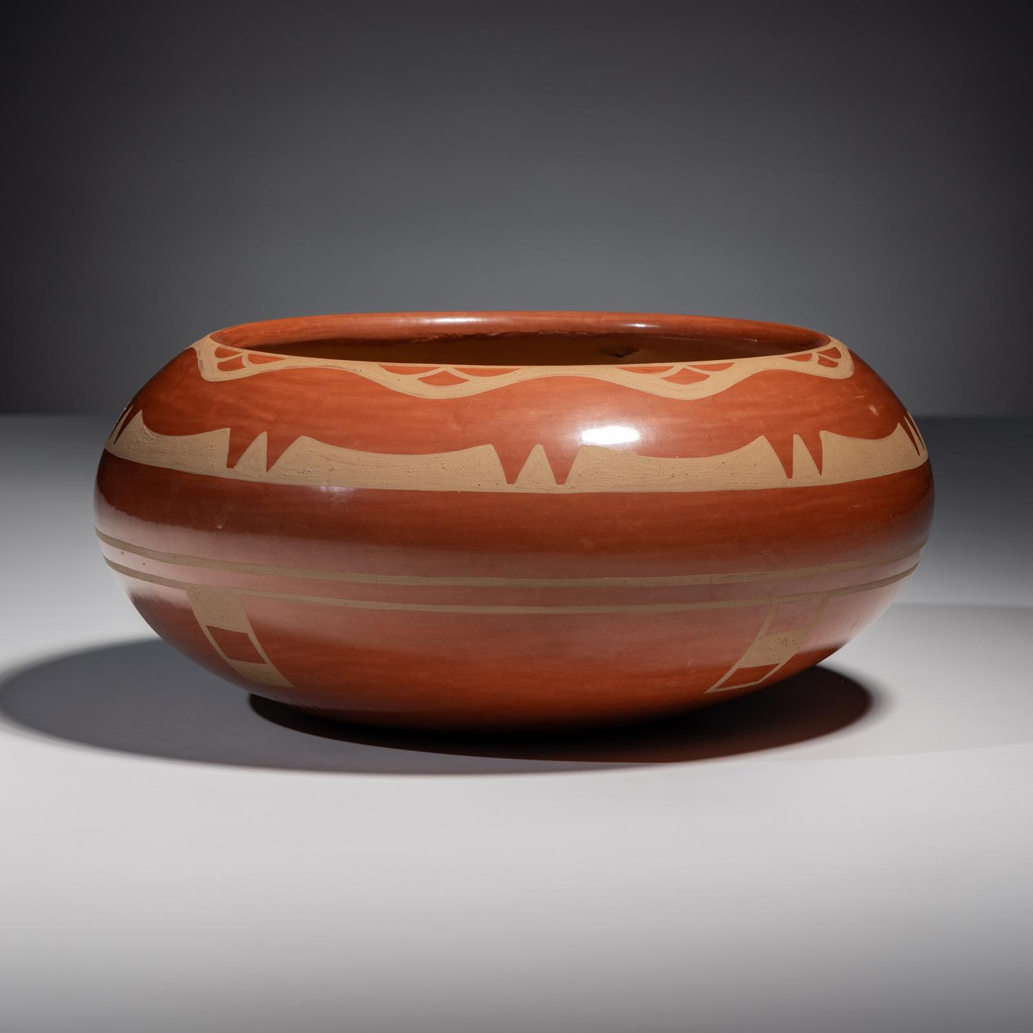 Redware Pottery Bowl, with Avanyu