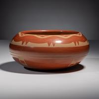 Redware Pottery Bowl, with Avanyu