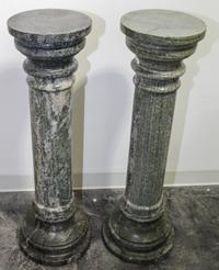Two Turned Marble Pedestals. Height 39 inches.