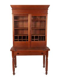 A Late Federal Cherrywood Desk and Bookcase