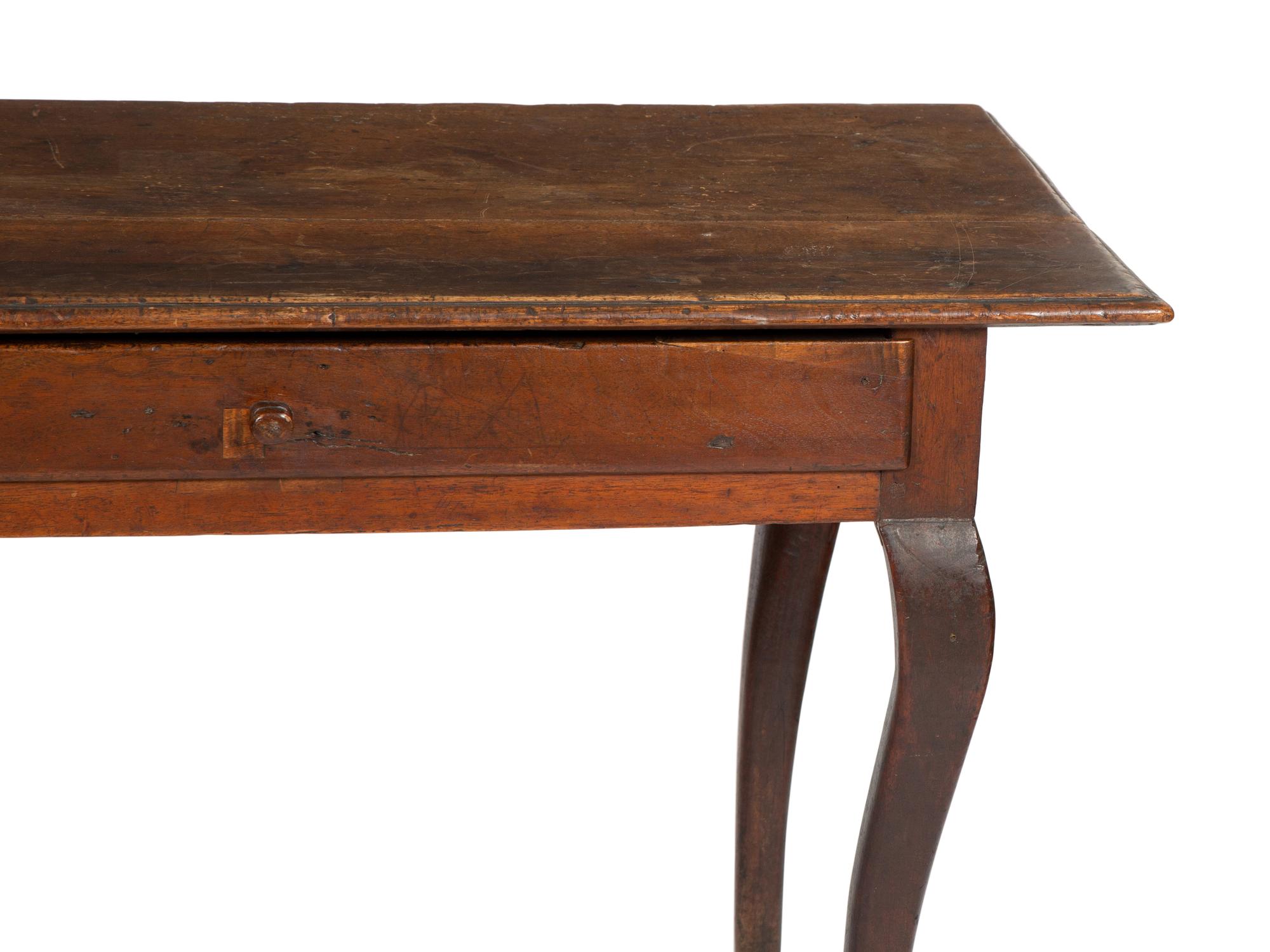 An 18th Century French Provincial Walnut Writing Table and Associated Empire Side Chair