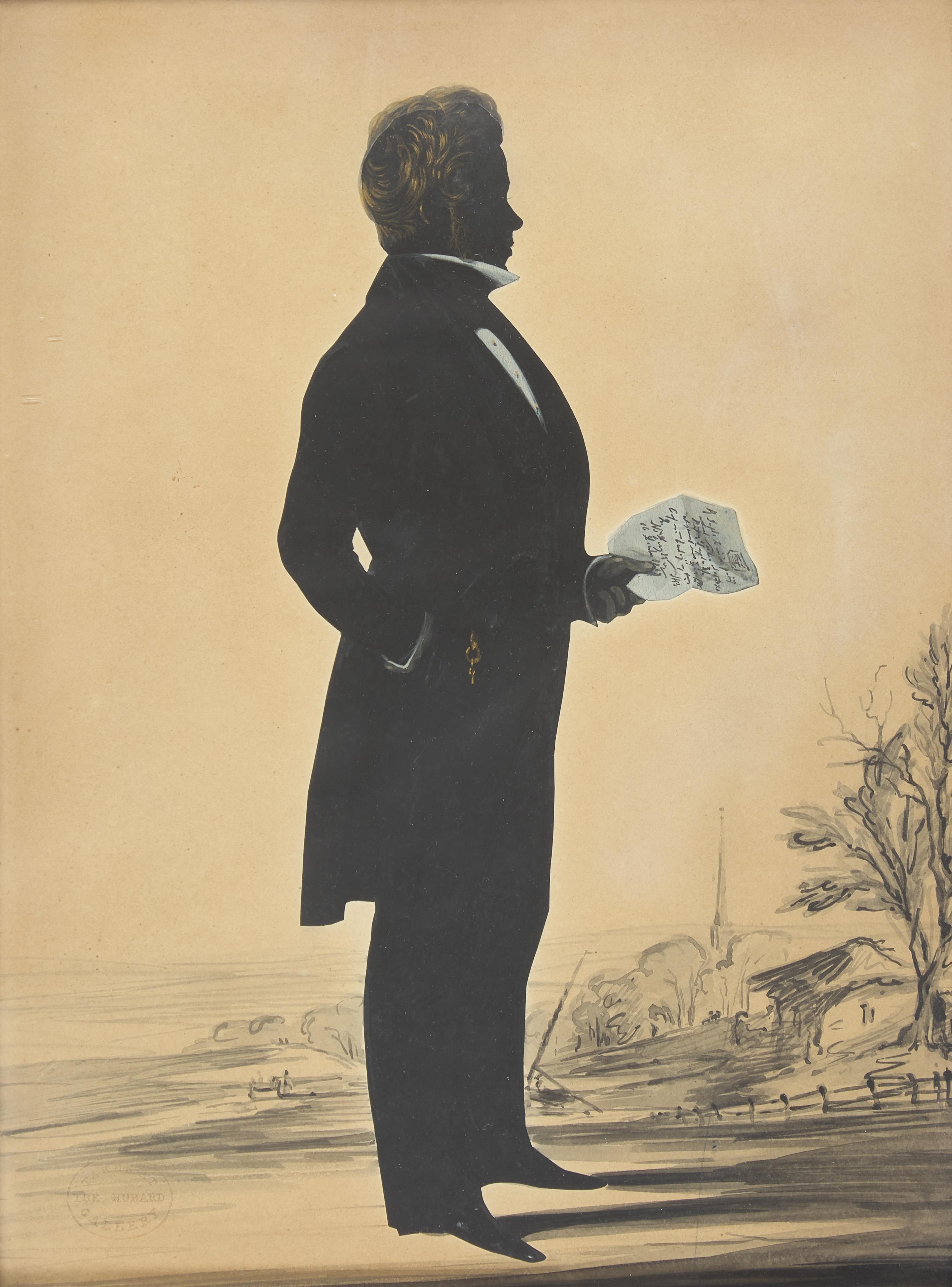 William James Hubard (1807-1862), A Silhouette Profile Portrait of a Man with Letter