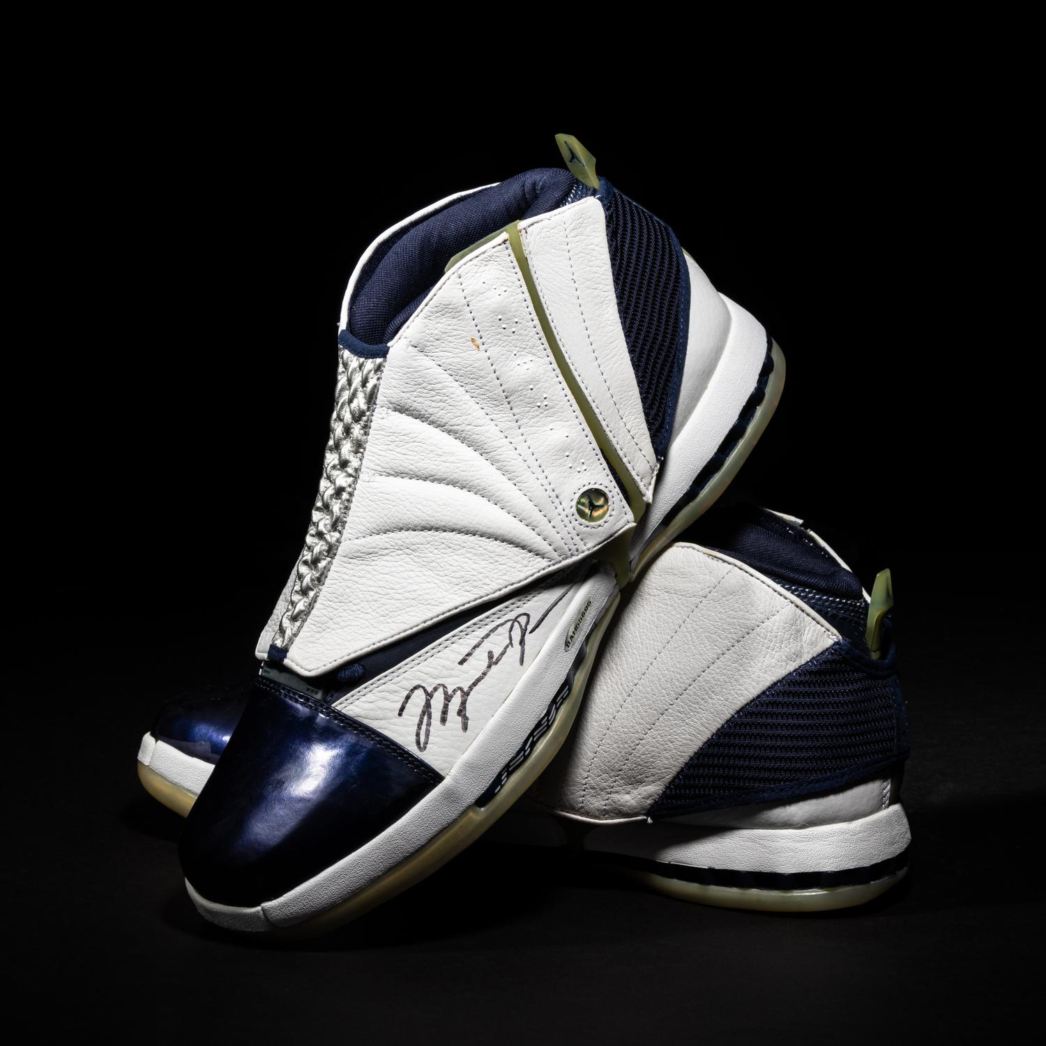 A Michael Jordan Signed Autograph Original 2001 Pair of Nike Air Jordan XVI Shoes (Upper Deck Authenticated)