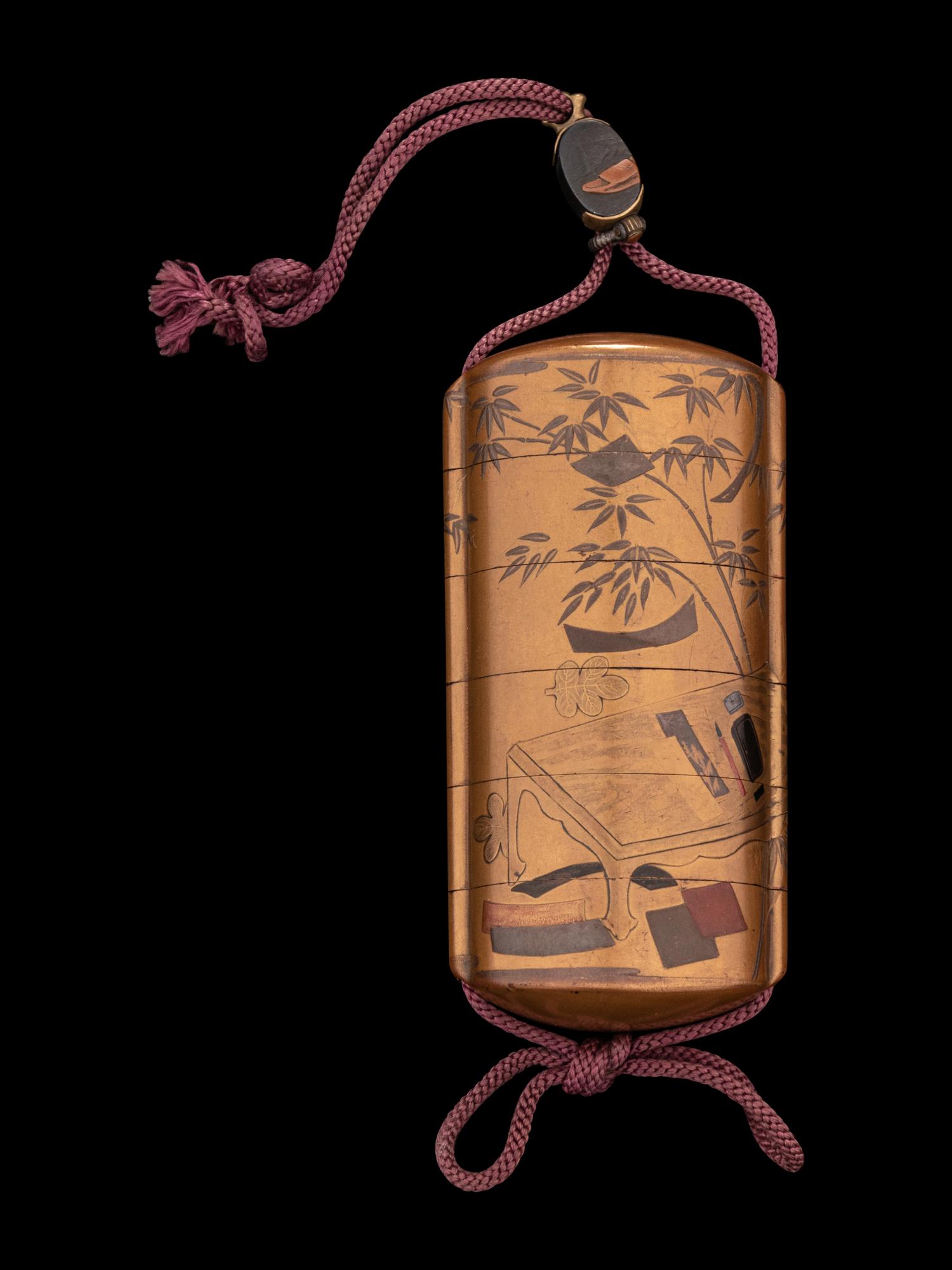 A Japanese Gold Lacquer Four-Case Inro