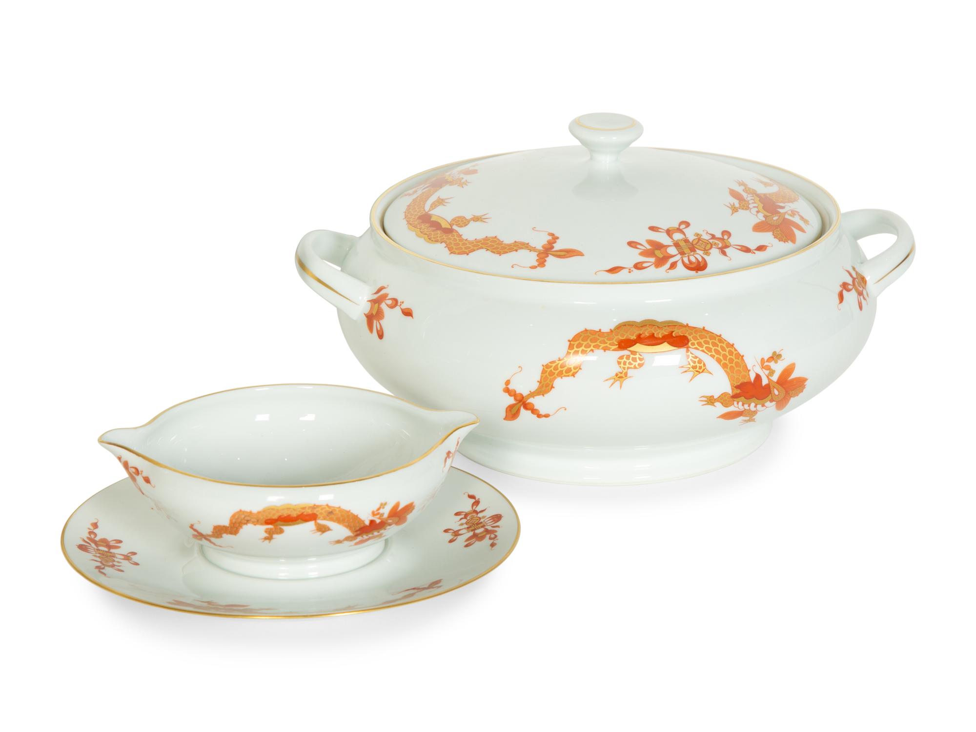 A Limoges Dragons Rouges Porcelain Service