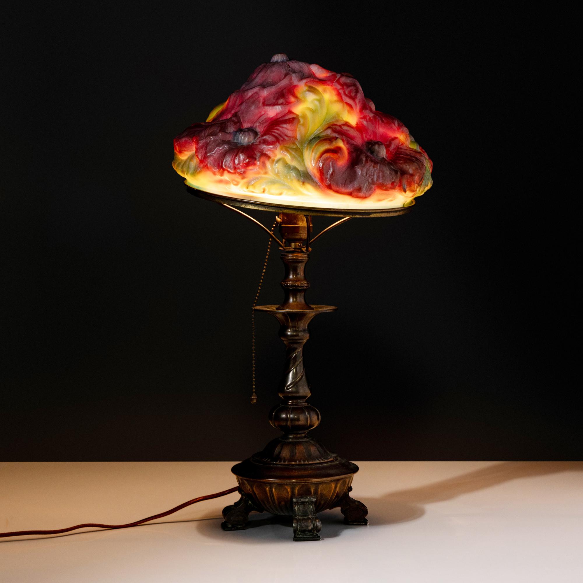Boudoir lamp base with associated puffy Poppy shade