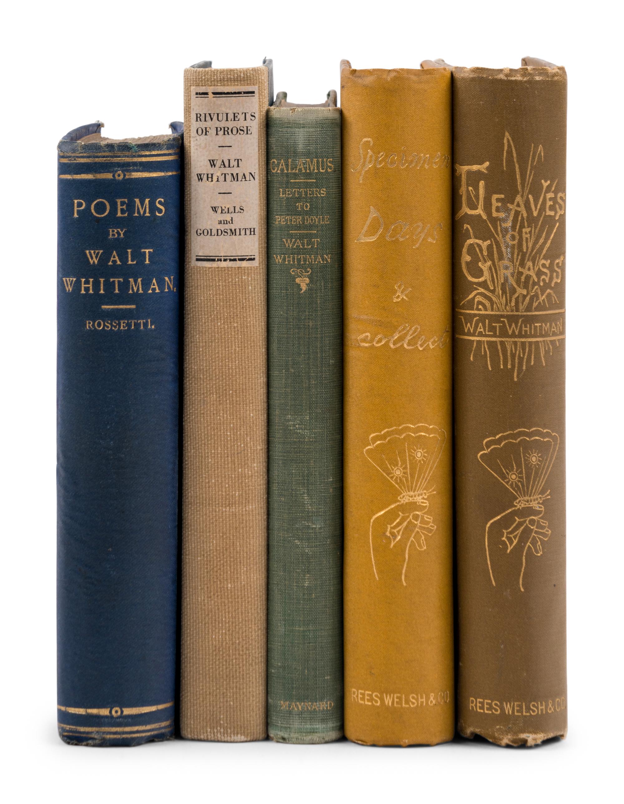 WHITMAN, Walt (1819-1892). A group of 5 works, comprising: