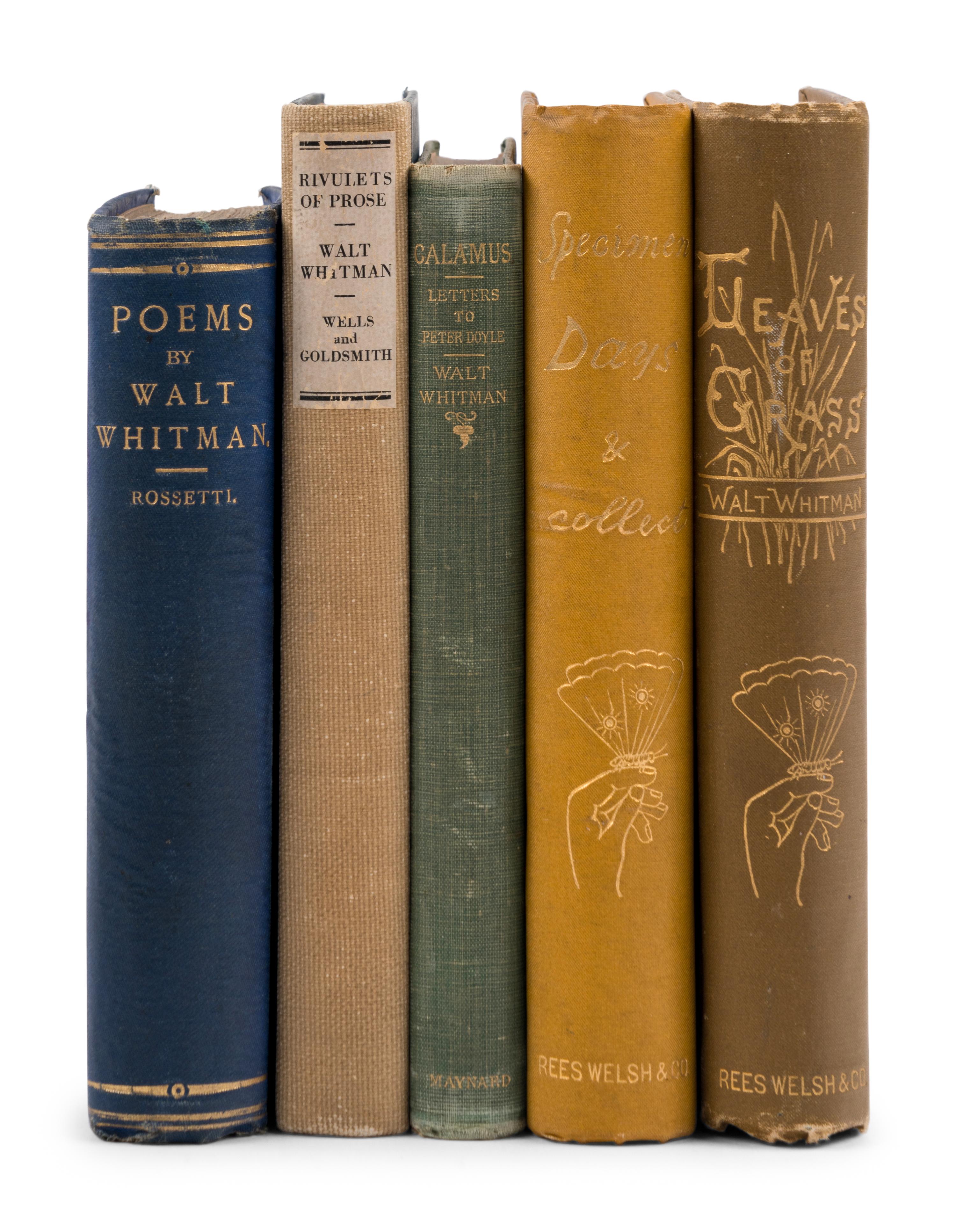 WHITMAN, Walt (1819-1892). A group of 5 works, comprising: