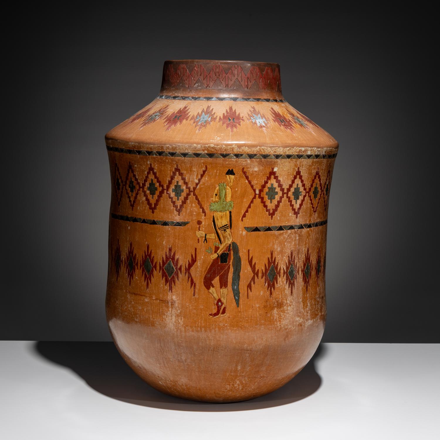 Polychrome Pottery Storage Jar, with Yeibichai Dancers