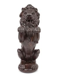 A Cast Iron Architectural Post of a Rampant Lion