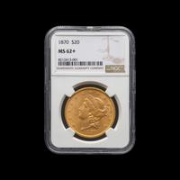 An 1870 Liberty Head $20 Gold Coin [NGC MS62+]